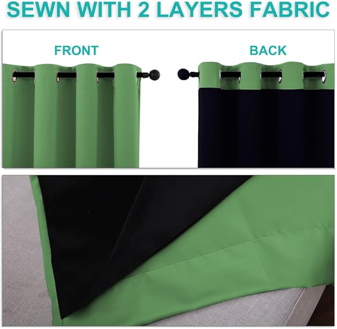 NICETOWN 100% Blackout Window Curtain Panels, Forest Green, 2 Pieces, 42-inch