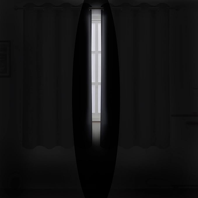 LEMOMO Black Thermal Blackout Curtains/52 x 45 Inch/Set of 2 Panels Room