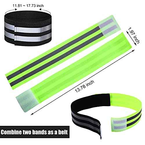 16 Pieces Reflective Bands Reflector Bands for Wrist, Arm, Ankle, Leg, High Visibility Reflective Gear Safety Reflector Tape Straps for Night Walking, Cycling and Running