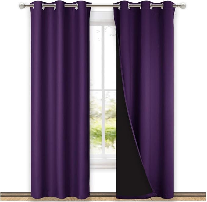 NICETOWN Royal Purple Full Shade Curtain Panels, Pair of Thermal Insulated &