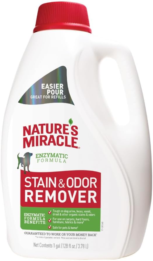 Nature’s Miracle® Stain & Odor Remover, Tough on Dog Urine, Feces, Vomit, Drool and Other Organic Stains and Odors, 1 Gallon