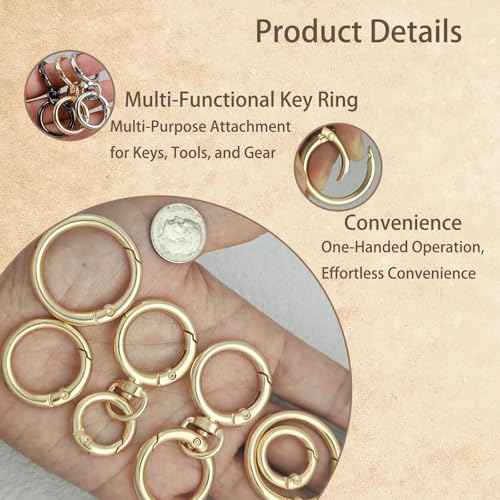 Round Carabiner Circle Clips Rings with Quick Release Key Ring Keychain Clips for Accessory & Keychain (16Silver)