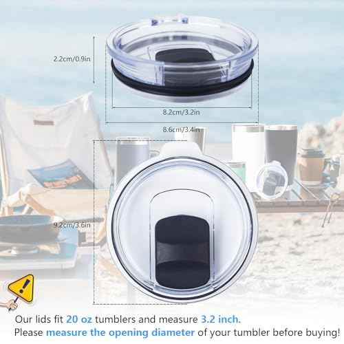 3 Pack 20 oz Tumbler Lid, Magnetic Slider Replacement Lids for YETI 20 oz Tumbler, 10/24 oz Mug and 10 oz Lowball, Spill Proof Cup Lids Covers Compatible for Ozark Trail, Old Style Rtic, BPA Free