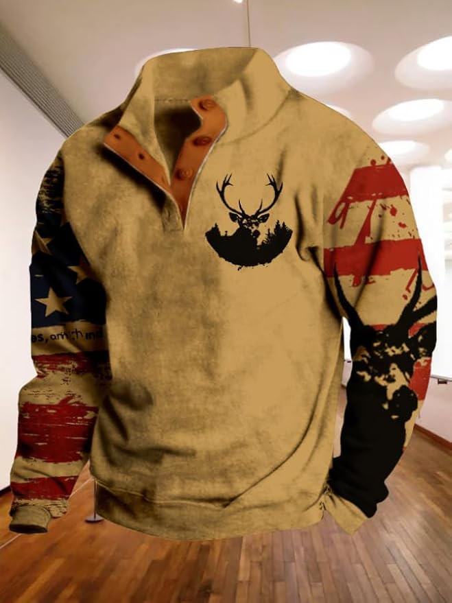 Mens Western Halloween Hoodie Button Up Henley Shirt Cowboys Sweatshirt Men Graphic Long Sleeve Pullover Tops