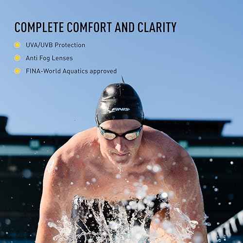 FINIS Mach 1 Low-Profile Racing Goggles With Carry Bag - 5 Nose Pieces - Swim Cap - Titanium