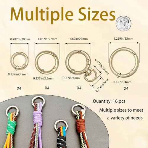 16Pcs Keyrings Silver Carabiner Key Chain Clip Premium Round Spring Clasps-Decorative Metal Connectors for DIY Accessories | Hang-Plated Finish | Durable Lightweight Fasteners(16Pcs Silver)