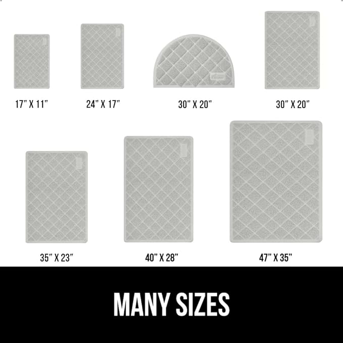 GORILLA GRIP Cat Litter Box Mat, 35x23, Water Resistant, US Designed Kitty Litter Trapping Mats, Easy to Clean, Scatter Control, Less Mess and Clean Floors, Kitten Supplies for Indoor Cats, Light Gray