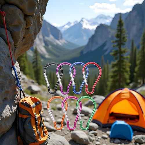 5 Pcs 4" Aluminum Carabiner Clip Big Spring Snap Key Chain Hook for Outdoor Carabeaner Keychain Clip Great for Outdoors Keychains Gear Organization Accessory