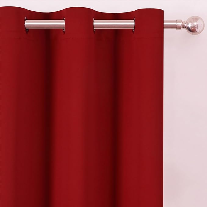 LEMOMO Blackout Curtains 52 x 90 Inch Long Red Curtains Set of 2 Panels Room