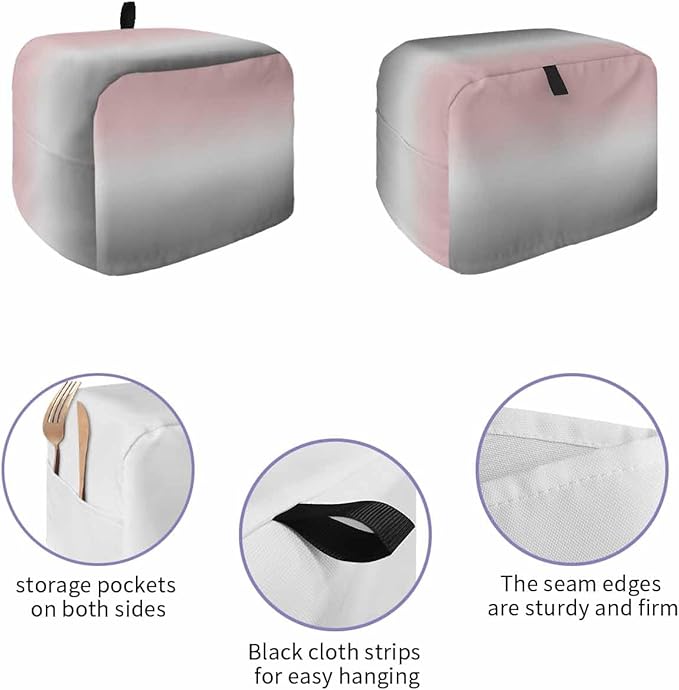 Toaster Cover 4 Slice Pink and Grey Ombre Toaster Oven Cover with Pockets Gradient Gradual Color Dustproof Bakeware Protector Small Kitchen Appliance Dust Covers and Fingerprint Protection for Women
