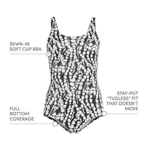 Lands' End Women's Chlorine Resistant Soft Cup Tugless Sporty One Piece Swimsuit