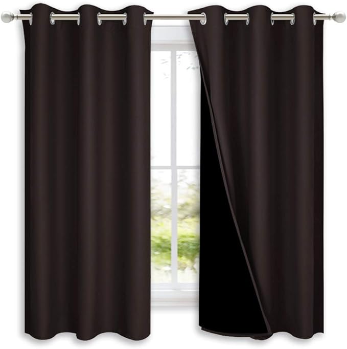 NICETOWN 100% Blackout Curtains 54 inches Long, 1 Pair, 42 inches Width Each