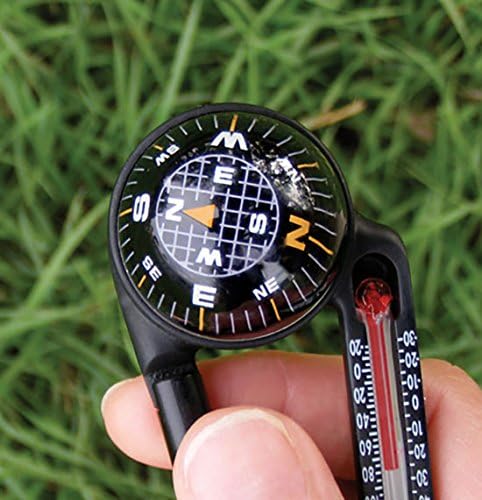 Sun Company TempaComp - Ball Compass and Thermometer Carabiner | Essential Hiking & Camping Accessory | Clips to Pack or Jacket