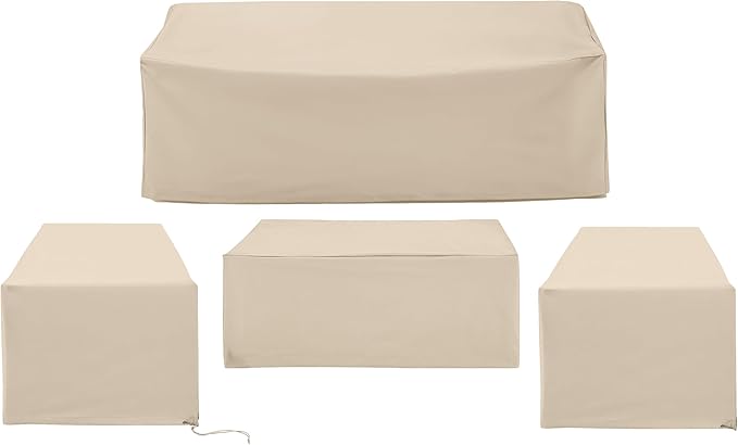 Crosley Furniture Patio Furniture Covers, Waterproof 4-Piece Cover Set for Outdoor Chairs, Sofa, Table, Tan