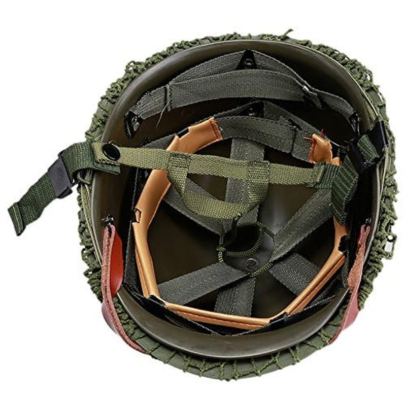 WW2 US M1 Helmet Steel Field Green with Net Cover Eye Belt Reproduction