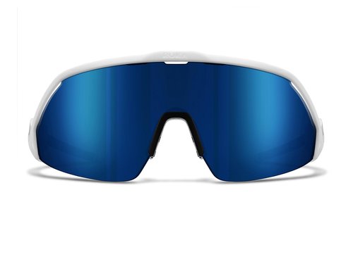 ROKA Matador AIR Semi-Rim Cylindrical Shield Sunglasses with Interchangeable Lens - Gloss White Frame - Dark Glacier Mirror Lens