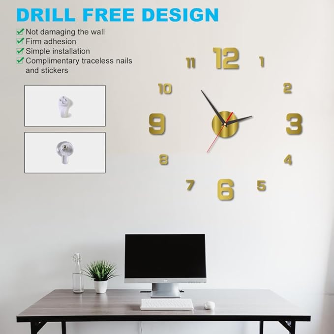 3D DIY Luminous Dial Acrylic Frameless Silent Wall Clock