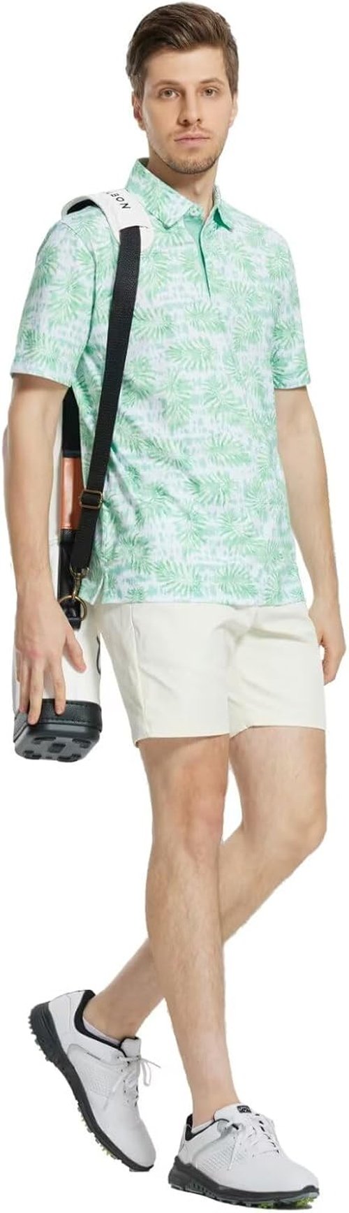 M MAELREG Men's Golf Polo Shirt - Short Sleeve, Moisture-Wicking, Performance Print | Comfortable Fit