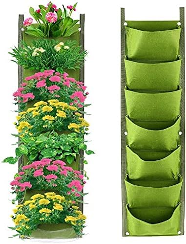 LITLANDSTAR Hanging Planter Bags, 2 Pack 7 Pocket Hanging Vertical Wall Planter