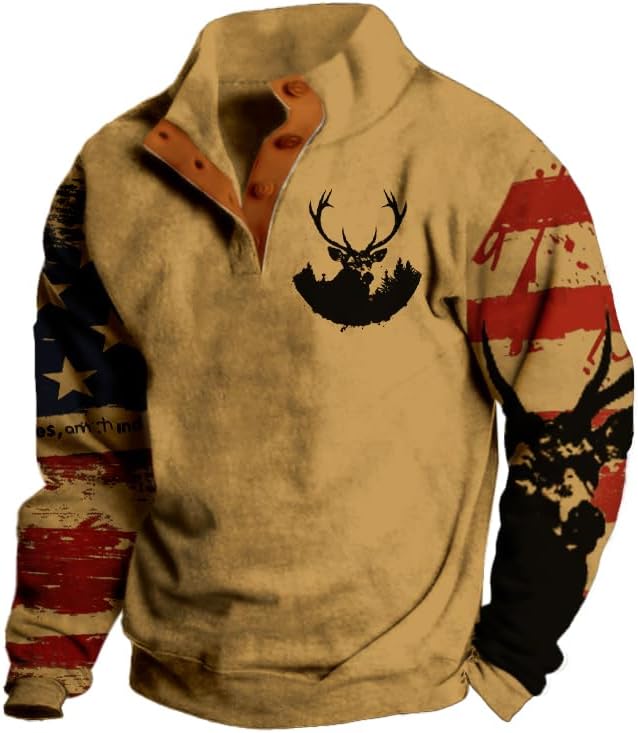 Mens Western Halloween Hoodie Button Up Henley Shirt Cowboys Sweatshirt Men Graphic Long Sleeve Pullover Tops