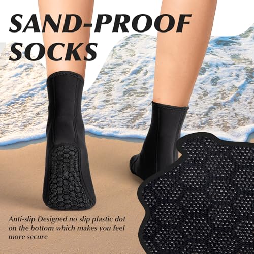 3mm Beach Water Socks - Sand Proof Aqua Socks for Beach Sports, Swimming, Diving, Surfing & Water Activities