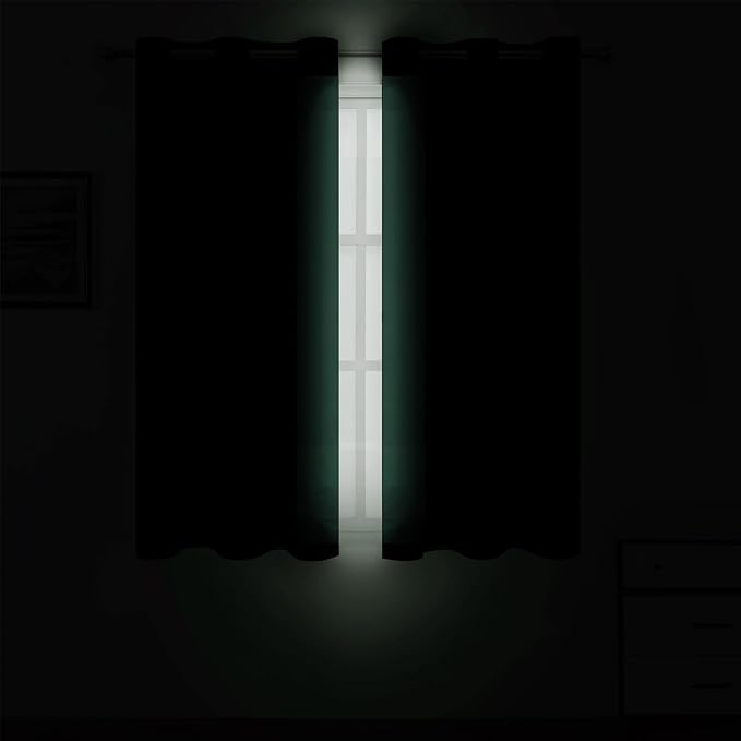 LEMOMO Blackout Curtains 66 x 54 Inch Long Dark Green Curtains Set of 2 Panels