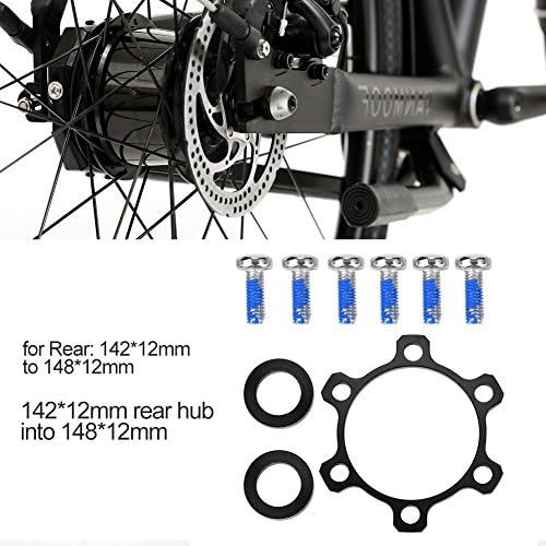 Dilwe Hub Conversion Adapter, 1 Pcs Alloy Front Rear Boost Hub Adapter Boost Hub Conversion with Washers Screws for DIY Bikes(142 * 12mm to 148 * 12mm(for Rear))