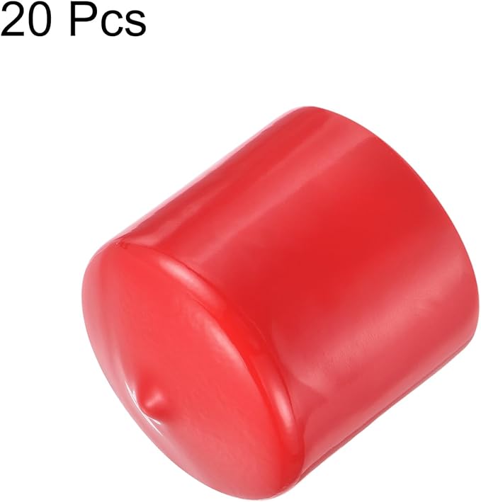 uxcell 20pcs Rubber End Caps 38mm ID Vinyl Round Tube Bolt Cap Cover Thread Protectors Red