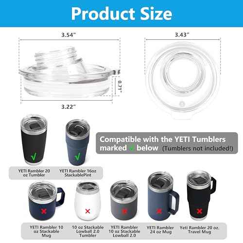 1 Pack Tumbler Adapter - for YETI Rambler 16/20 oz Tumblers & Cirkul Flavors Cartridges, BPA - Free, Leak - Proof (Tumbler & Cirkul not included)