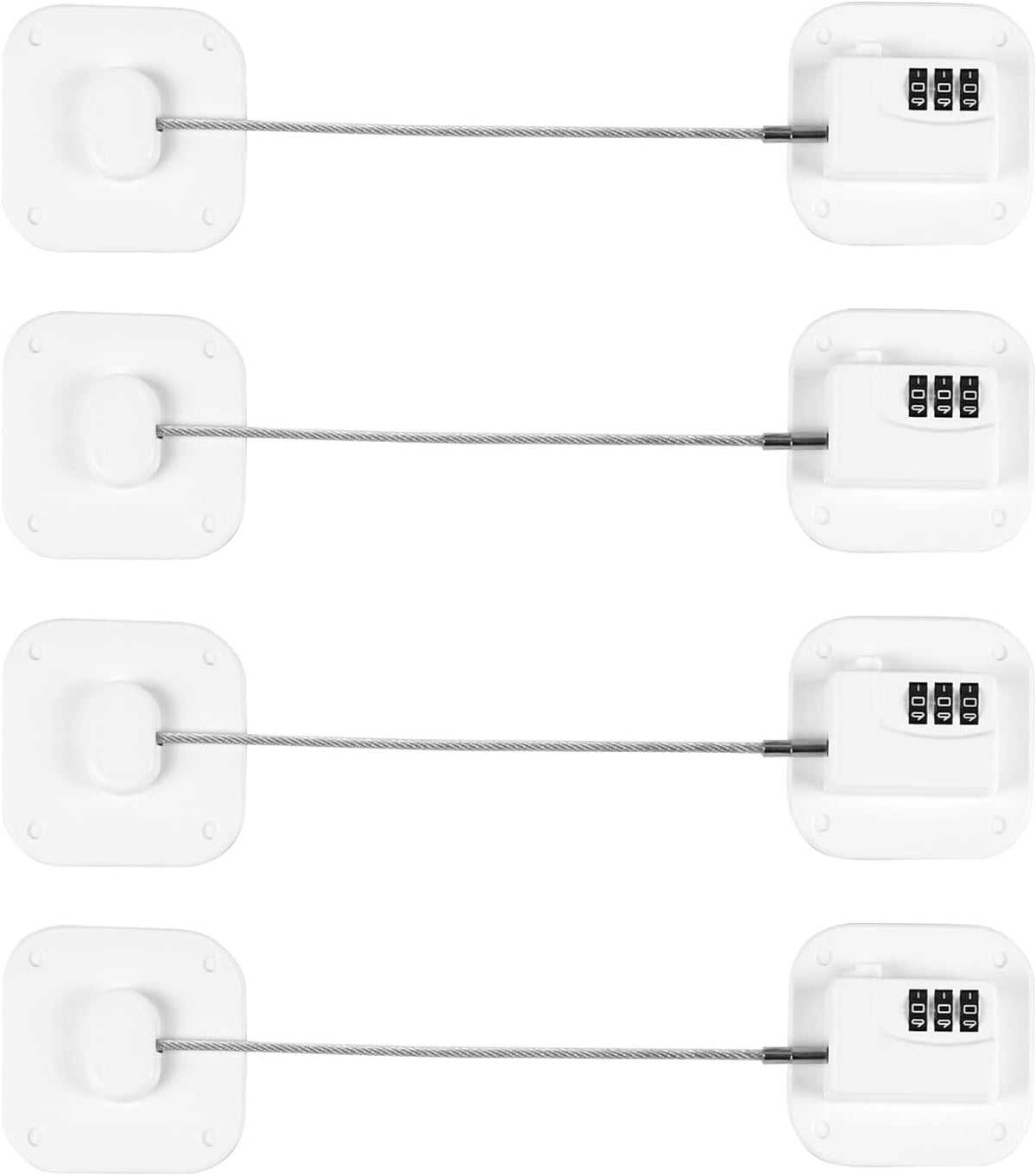 Refrigerator Lock, Combination Lock for Refrigerator Cabinets, Drawers, Heavy Duty Fridge Lock, Easy Install No Keys Needed (White-4Pack)