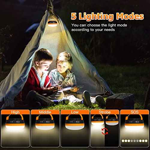 Yizhet 2 Pack LED Camping Lantern, Camping Lamp Flashlights, Camping Light with Magnetic Base 5 Modes Portable Outdoor Tent Light for Hiking Fishing Camping (AAA Batteries Need Self-provided)