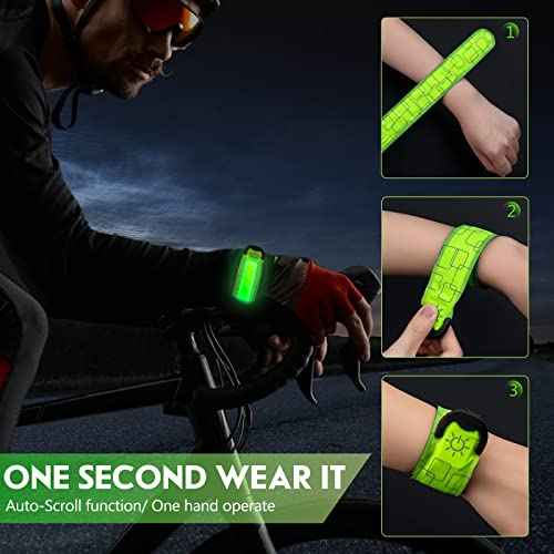 Simket LED Armband Rechargeable for Running(2 Pack), Running Lights for Runners, Running Lights, High Visibility Reflective Running Gear Adjustable Light Up Arm Bands for Men Women Kids