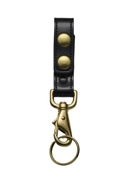 JAY-PEE Clorino Hi-Gloss Key Strap Belt Keeper for Duty Belt Key Ring Holder Double Snap Belt Loop Keychain Lanyard with Brass Hardware