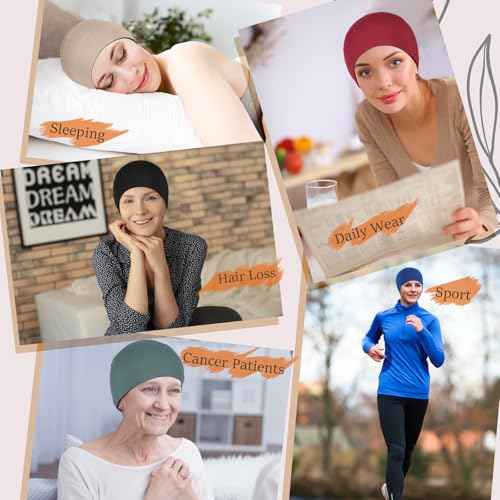 2 Pcs Soft Chemo Headwear for Women, Lightweight Hair Cap for Sleep Chemo Caps Sleeping Cap for Hair Loss