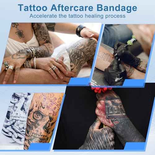 4Rolls 2'' x 5.47 Yard Tattoo Cover Up Tape Tattoo Aftercare Waterproof Bandage, Second Skin Tattoos Cover Patch Tattoos Healing Wrap, Protective Tattooing Wrap for Wound Dressing, Swimming, Shower
