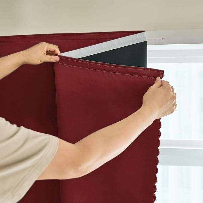 AJAZZ 100% Blackout Shades Window Cover Self Adhesive Curtains Sticky Curtain