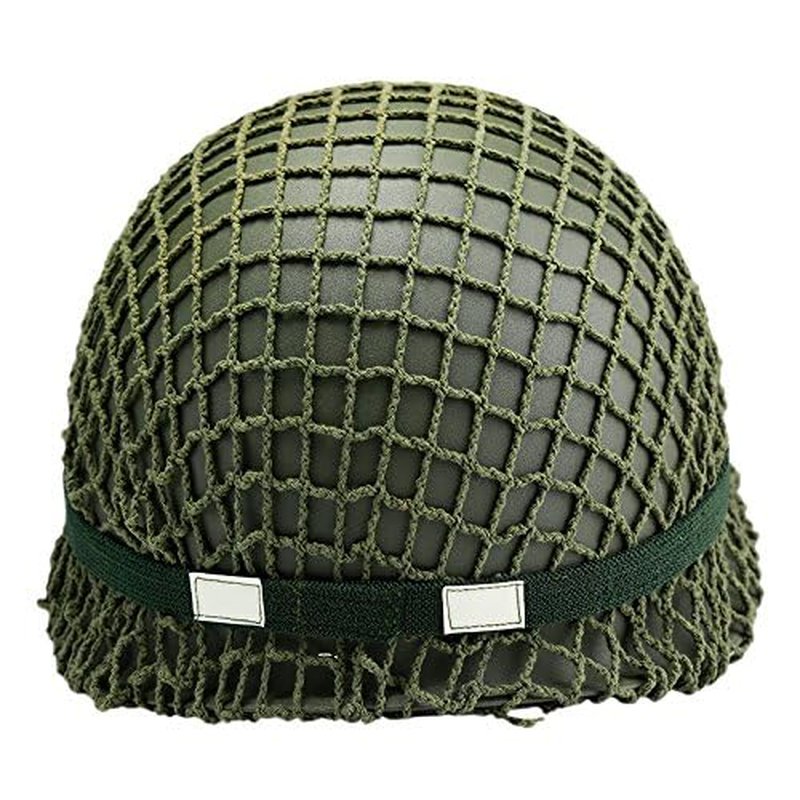 WW2 US M1 Helmet Steel Field Green with Net Cover Eye Belt Reproduction