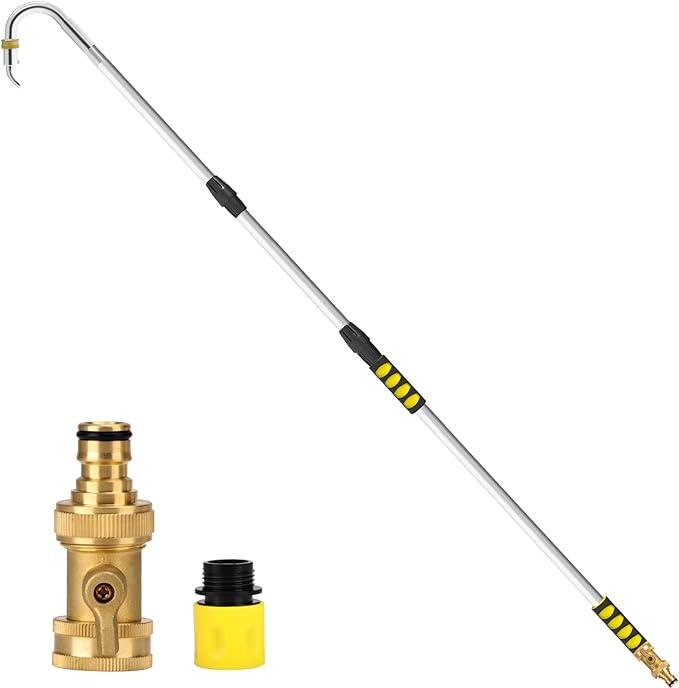 Gutter Cleaning Tools,12ft (20ft Reach) Gutter Cleaner Tools from the Ground with Hose Attachment, Rain Gutters Cleaning Tool with Heavy-Duty Head for 2nd Story House