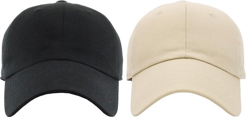 KBETHOS Classic Low Profile Cotton Baseball Cap - Adjustable Unconstructed Dad Hat in Black & Ivory