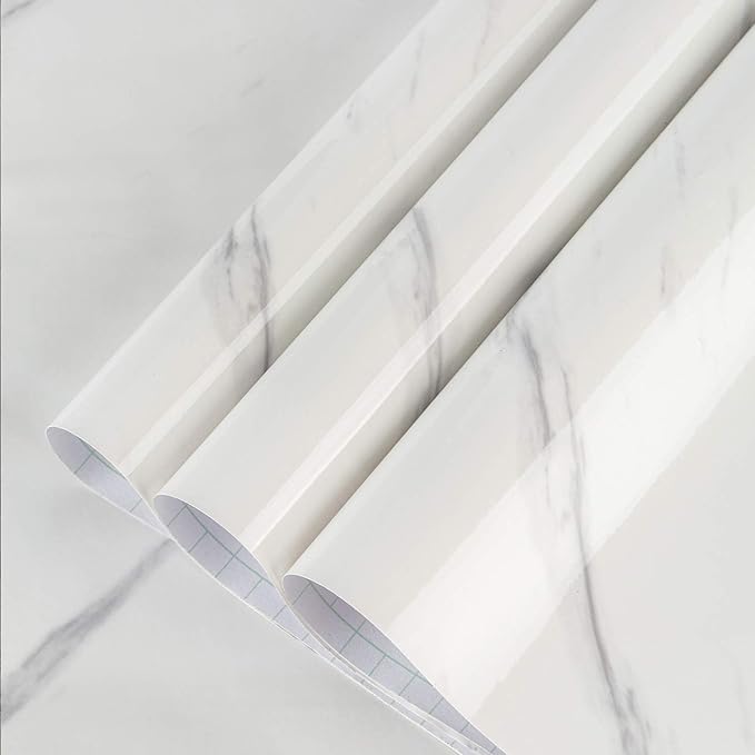 Large White Marble Granite Wallpaper Peel Stick Thicken 15.8x591inch Waterproof