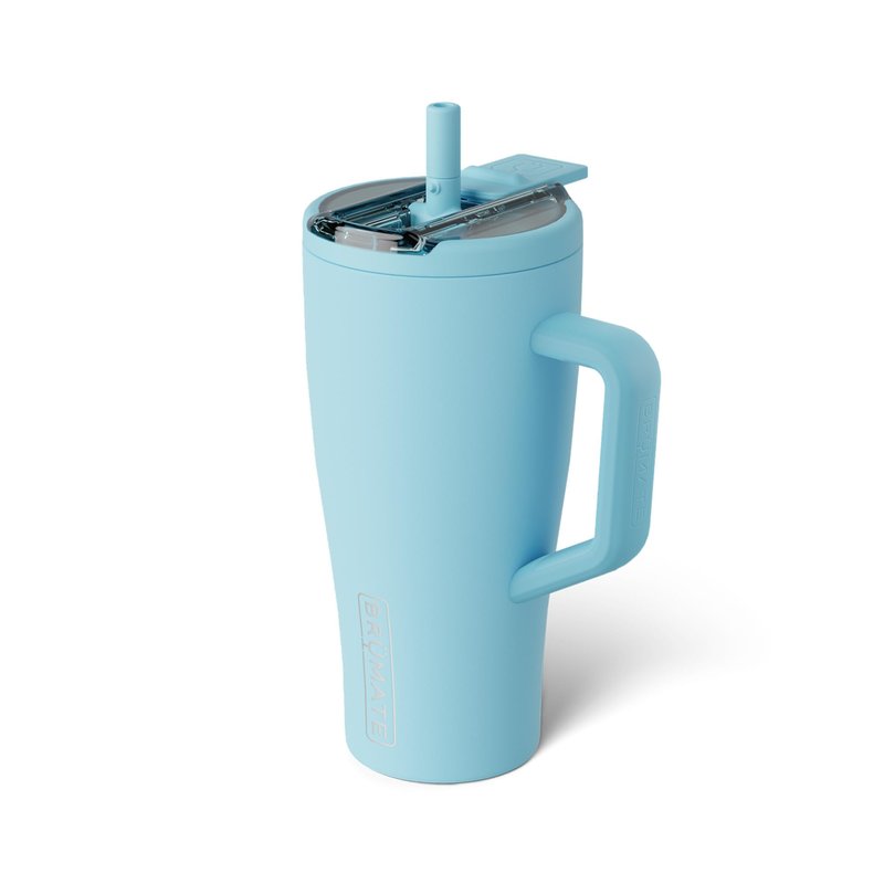 BrüMate Era Flip 30oz Tumbler with 100% Leakproof Covered Straw Lid | Hygienic Covered Straw | Insulated Stainless Steel Water Bottle with Handle | Cup Holder Friendly | BPA-Free (Glacier)