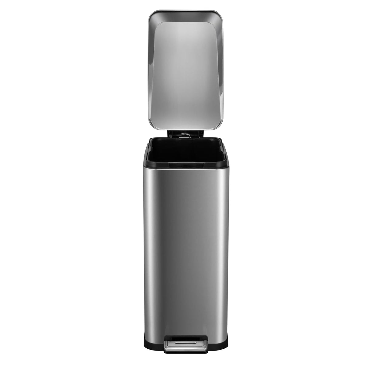 13.2 Gallon / 50L Kitchen Trash Can, Slim Stainless Steel Garbage Can with Removable Inner Bucket, Fingerprint-Proof Step Rubbish Bin with Soft-Close Lid for Narrow Space, Silver