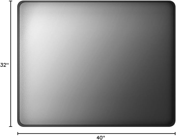 LOAAO 40X32 Inch Black Metal Framed Bathroom Mirror