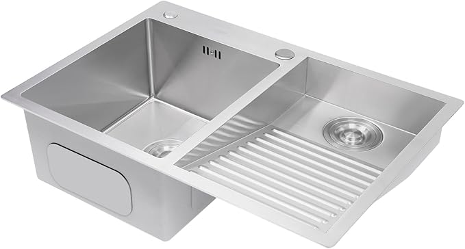 Laundry Sink,Household Stainless Steel Laundry Sink with Washboard,Multi-Mount,Quiet,Cleaning Machine for Laundry Rooms,Kitchens,Balconies