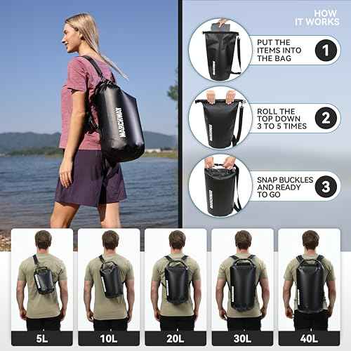 MARCHWAY Floating Waterproof Dry Bag Backpack 5L/10L/20L/30L/40L, Roll Top Sack Keeps Gear Dry for Kayaking, Rafting, Boating, Swimming, Camping, Hiking, Beach, Fishing
