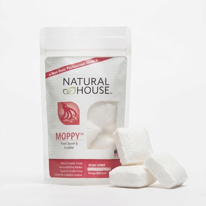 Natural House Moppy - Probiotic Floor Cleaner Pods - No Residue Formula - Multi-Surface Safe - Orange Mint Scent - 20 Count