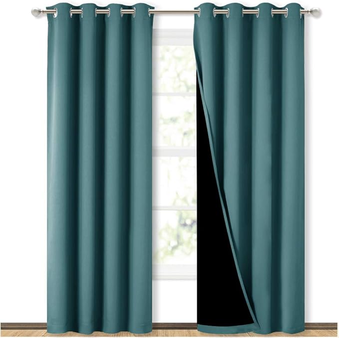 NICETOWN Complete 100% Blackout Curtain Set, Thermal Insulated & Energy