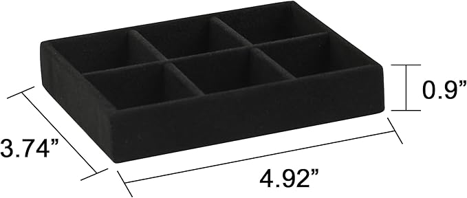 Frebeauty Small Jewelry Tray Set,Stackable Velvet Jewelry Organizer Tray,Mini Jewelry Drawer Organizer,Drawer Inserts,4.92 x 3.74 x 0.9 Inches,Earring Organizer for Women(Set 4,Black)