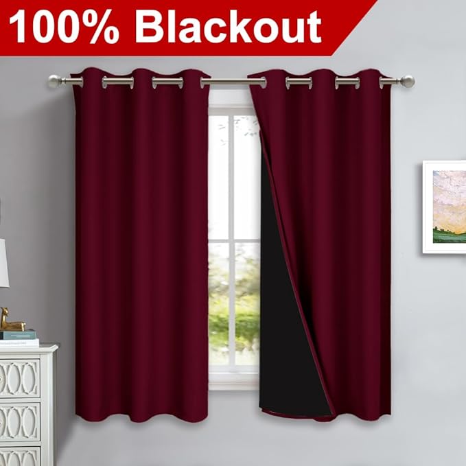 NICETOWN 100% Blackout Short Curtains