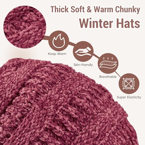 Sukeen Knit Beanie Hat for Women Thick Fleece Lined Winter Hat Warm Skull Cap Fashionable Knit Cap for Outdoor